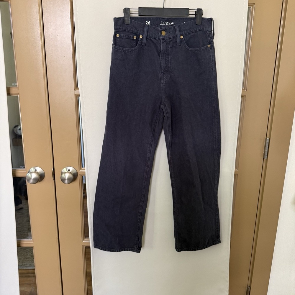 J. Crew Womens 26 Black High Rise Slim Wide Leg Denim Jeans‎ Pants Bottoms